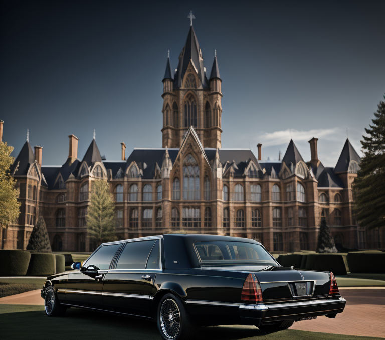 Black Limousine at Duke University Campus Building