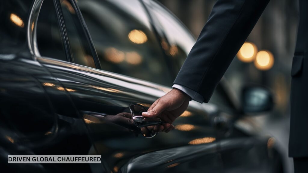 Black luxury limo with professional chauffeur in Raleigh-Durham Triangle area.